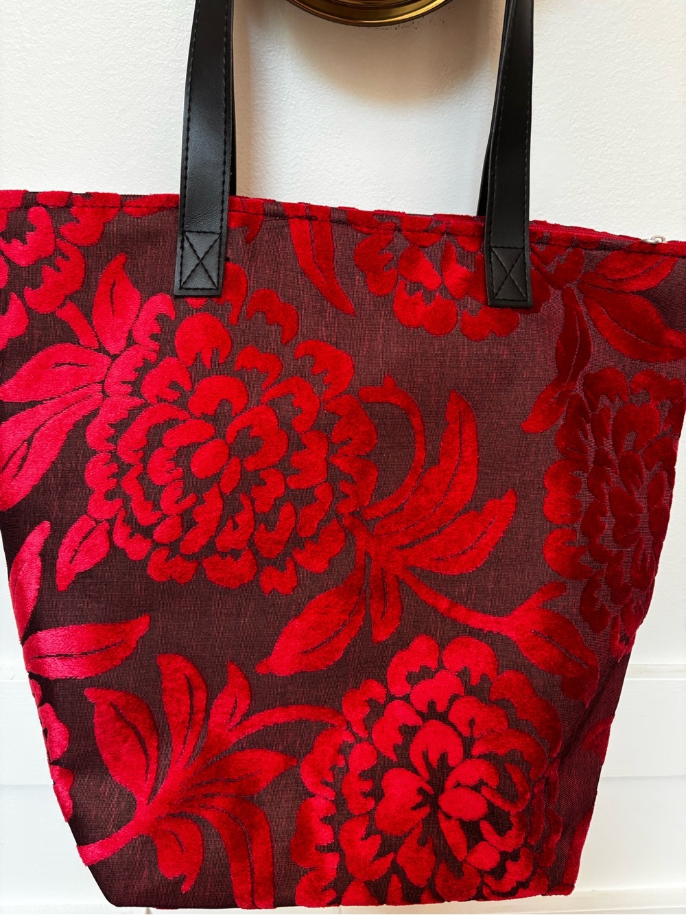 Carpet Tote Bag-Everyday Carry Bag-Shoulder Bag- Burnout Velvet 19th-century - Picture 10 of 11